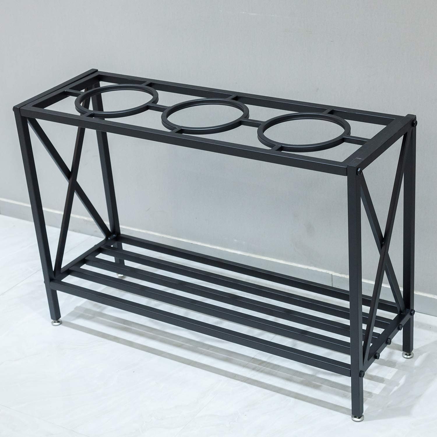 HANS CAO 2-Tier Iron Pot Shelves, Plant Stand, Plant Shelf Holder, Flower Display Storage Rack for Outdoor Indoor - Image 3