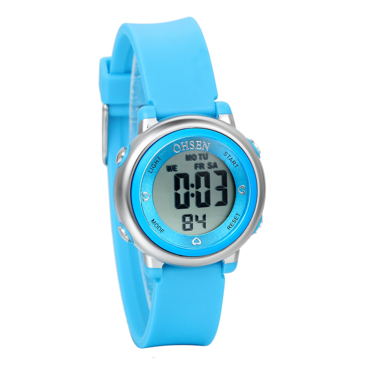 Avaner Child Wrist Watch Electronic Watch 50 M Waterproof LED Original Digital Display Sports Watch Rubber Strap White Dial