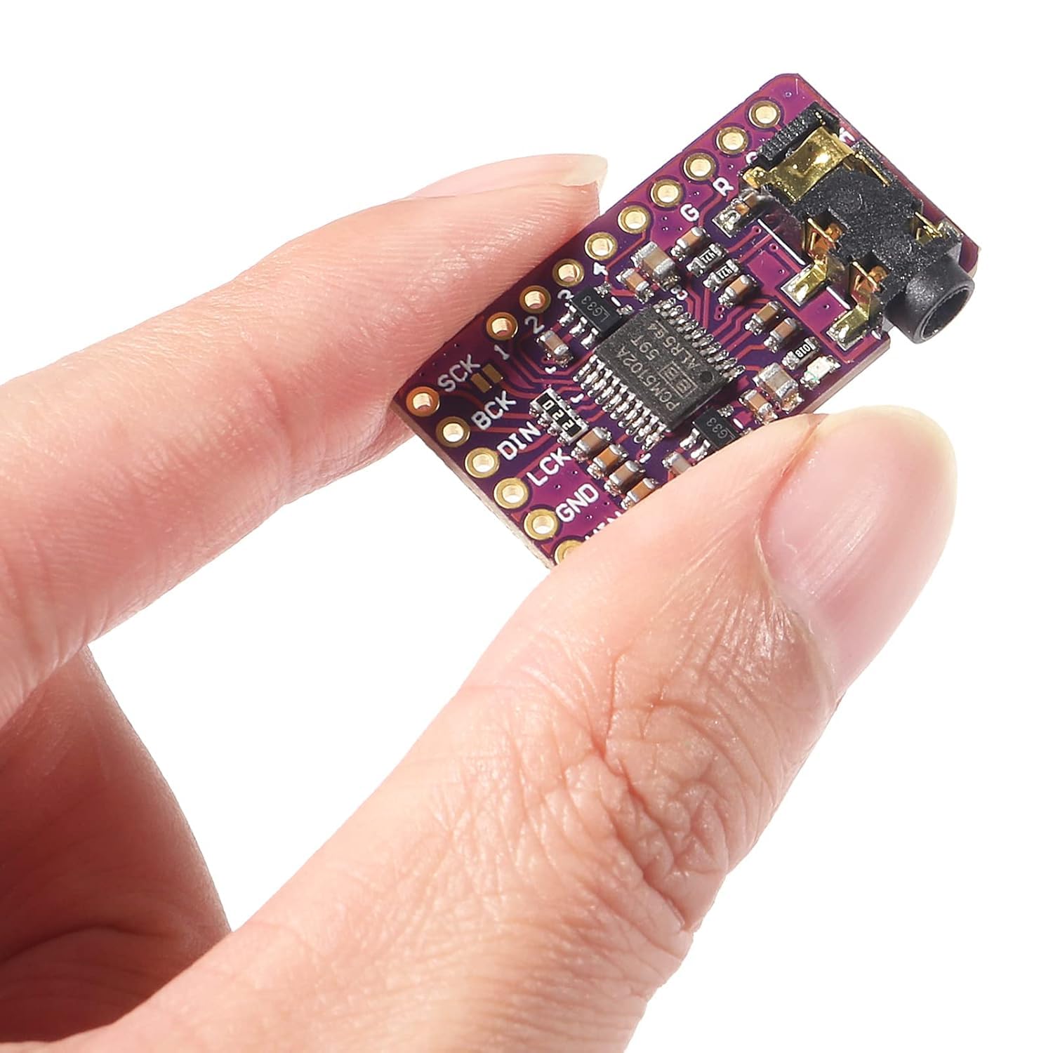 PCM5102 Audio DAC Module, 16/24/32-Bit, 8-384 kHz Sampling, 112 dB SNR, 3.3V Supply