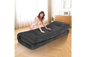 cidludto Japanese Floor Futon Mattress Full Size，4" Futons Sofa Couch Bed, Floor Mattress for Adults, Thicker Tatami Mat Sleeping Pad Foldable, Floor Futons Cushions, Grey