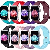 8 Pack Bands Compatible with Apple Watch Band 38mm 40mm 41mm 42mm 44mm 45mm 46mm 49mm for Women Men, Soft Silicone Sport Strap for iWatch Series Ultra 11 10 9 8 7 6 5 4 3 2 1 SE/SE 2nd/SE 3nd