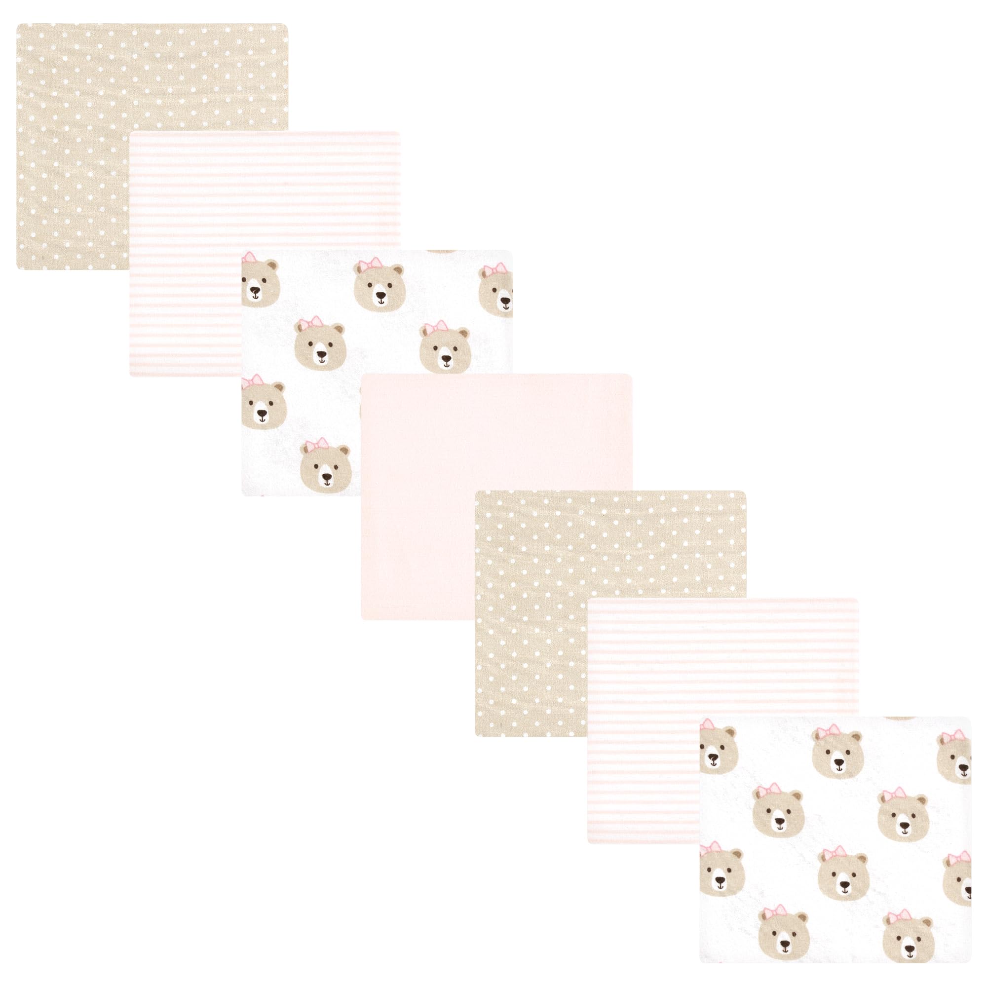 Hudson Baby Unisex Baby Cotton Flannel Receiving Blankets Bundle, Pink Taupe Bear, One Size