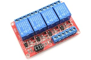 DZS Elec 5V 4 Channel Relay Optocoupler Isolation Module Red Board 3-5V High and 0-1.5V Low Level Triggered Load AC 0-250V / DC 0-30V 10A SCM IO Control