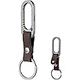 KeyUnity KM02 Titanium Belt Clip Carabiner Leather Keychain Holder with Removable Stainless Steel Key Ring