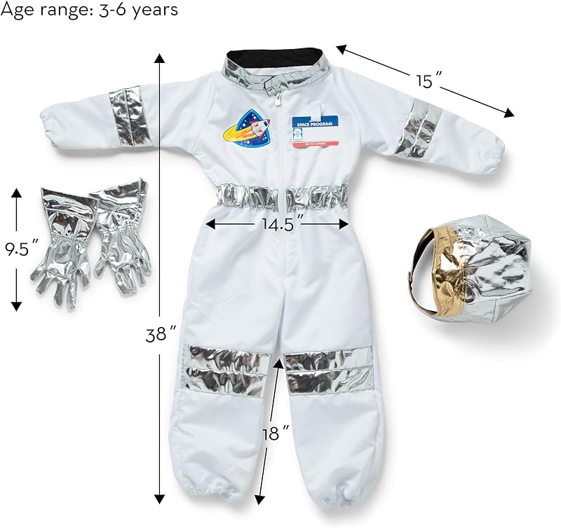 - Astronauten-Kostüm für Kinder, 5-teilig, Rollenspiel, Für Kinder ab 3 Jahren