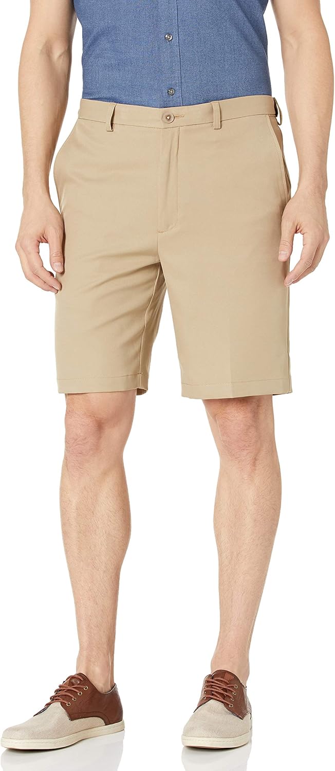 Haggar Men's Cool 18 Pro Straight Fit Stretch Solid Flat Front Short at  Men’s Clothing store