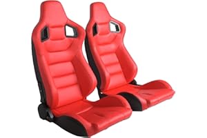 WIILAYOK Racing Seats, 1 Pair Bucket Seats with Dual Lock Sliders for Front-Back Adjustment, PVC Leather Universal Racing Seats for Cars
