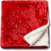 CREW FLX Waterproof Blanket for Bed Intimacy (80"x 60" Queen Size) Reversible Fleece | Sherpa, Love Blanket, Water Proof TPU Layer Stain Proof Couch Furniture Mattress Winter Large Dog Bed Cover - Red