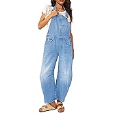 MAOECO Barrel Overalls Jumpsuits for Women Casual Loose Baggy Jeans Pants Sleeveless Bib Jumpers with Pockets