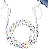 Aolcev USB C Cable 4 in 1 Multi Beaded for iPhone Charger Cord MFi Certified 3.3FT Fast Charging Cable 66W Chubby USB A Type C iOS Cable Compatible with iPhone 17 16 15 Pro Max/iPad/Galaxy S25 White