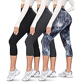 VALANDY Creamlush 3 Pack Capri Leggings for Women-High Waisted Comfy Stretchy Soft Yoga Casual Lounge Pants