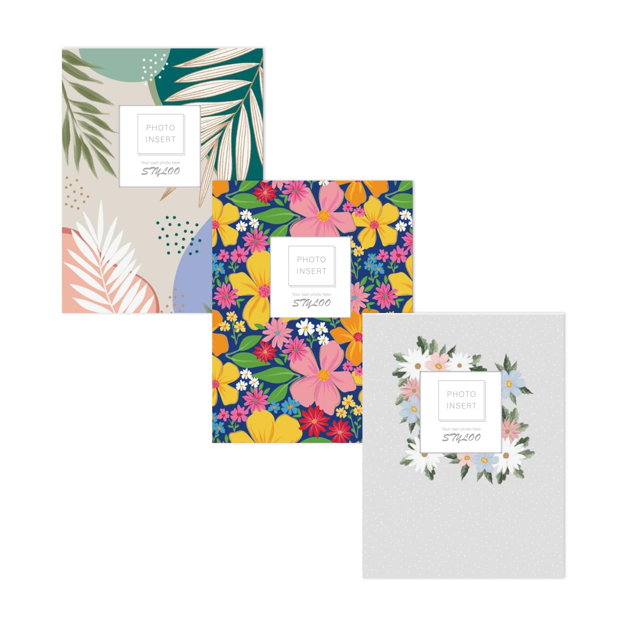 Styloo Photo Albums for 300 Photos of 6x4 Inch, 3 Mini Albums with Window on Front Cover - Moisture-Resistant Slip-In Pockets, Hard Glossy Cover (Pack of 3)