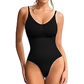 REDPAI Shapewear Bodysuits for Women Tummy Control Body Shaper Faja Waist Trainer Body Suit Thong V Neck Going Out Tops
