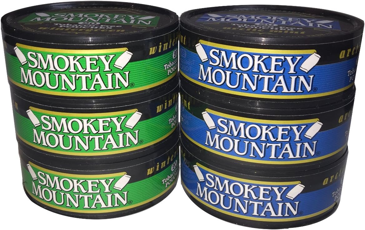 Smokey Mountain Snuff - 6 Can Sampler Pack (Arctic Mint Pouches + Wintergreen Pouches)