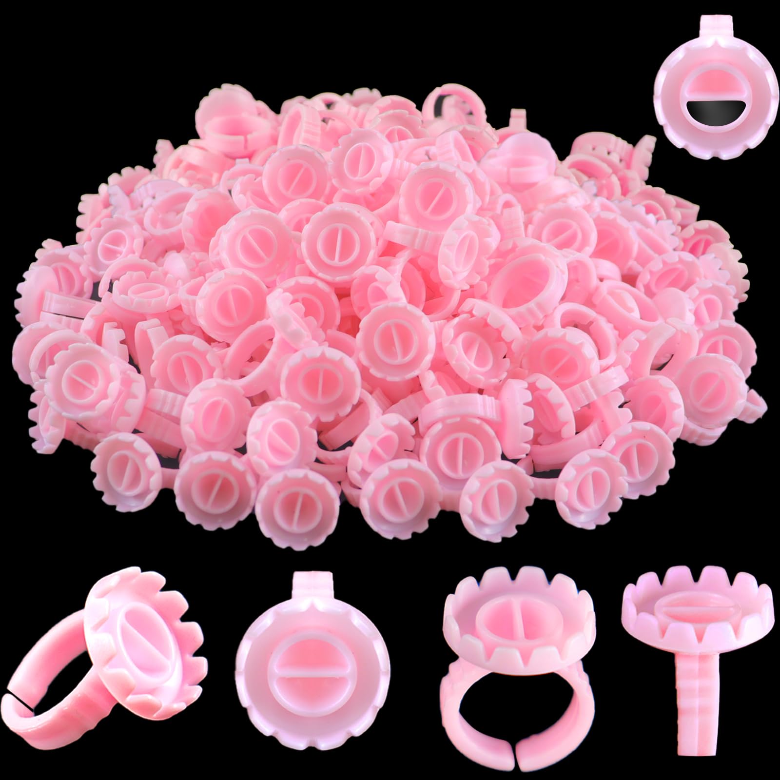 Photo 1 of 100 Pcs Glue Rings for Eyelash Extensions,Disposable Ring for Lashes Cute Lash Glues Holder Ring Glues Cup Glue Rings,Use for Eyelash Extension Supplies(Rotundity Pink)