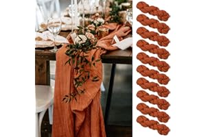SHOWGEOUS 10 Pack Terracotta Cheesecloth Table Runner Gauze Table Runner 10FT Long Semi-Sheer Table Runner Boho or Rustic Wedding Table Decor for Wedding Decor Arch Draping Bridal Shower Holiday Party