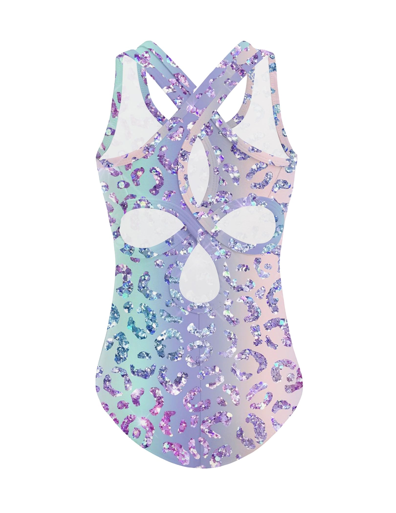 Photo 1 of Zaclotre Gymnastics Leotards for Girls Hollow Back Sleeveless Ballet Leotard Kids Dance Outfit Purple Leopard 6-7Y