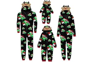 Multitrust Family Christmas Pjs Matching Sets Jumpsuit Onesie with Hood Christmas Pajamas for Family Holiday Xmas Sleepwear
