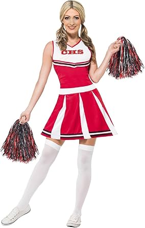 Amazon Com Ladies Red American Cheerleader With Pom Poms Tv Film Hen Do Night Party Fancy Dress Costume Outfit Uk 4 6 Clothing