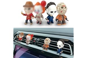 GENANY 3D Resin Horror Movie Character Car Air Freshener, Spooky Air Freshener Vent Clips, Horror-themed Car Accessories, Christmas Funny Gifts for Women Men Horror Fans, Scary Decorations