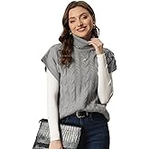 Allegra K Women's Casual Turtleneck Sweaters Mock Neck Twist Sleeveless Vests Knit Pullover Sweater Vest