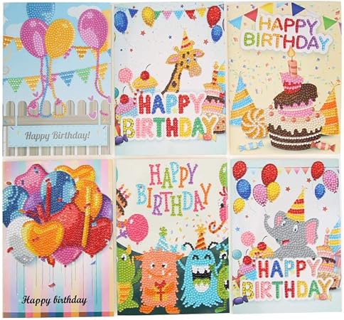 Rlfs 6 Biglietti Di Auguri Per Fai Da Te Con Diamantini Cartoline Di Compleanno Amazon It Casa E Cucina