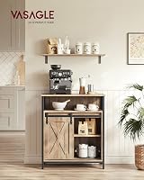 VASAGLE Sideboard Storage Cabinet with Sliding Barn Door Toasted Oak Black view 2