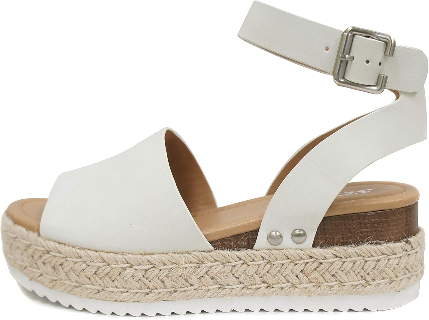 Soda Topic Open Toe Buckle Ankle Strap Espadrilles Flatform Wedge