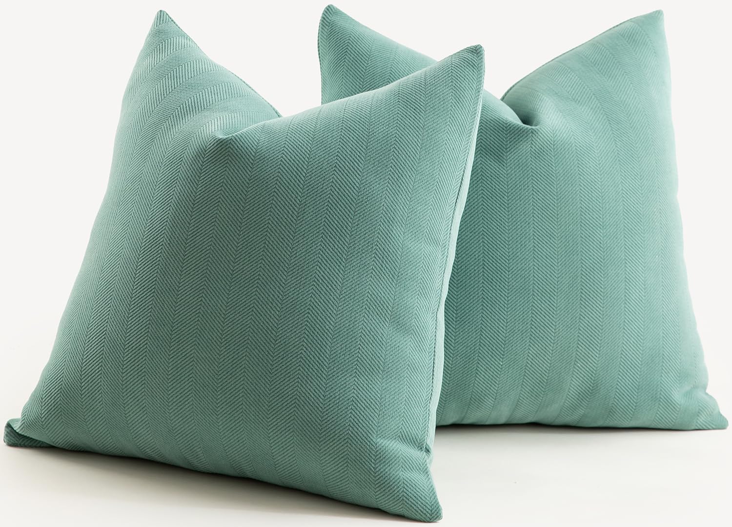 Mandioo Pack of 2 Chenille Cushion Covers Soft Comfortable Durable Throw Pillow Cases for Home Decor Sofa Couch Living Room Bedroom 24 x 24 Inch 60x60 cm Teal