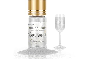 NOMECA Edible Glitter for Drinks, 5g Edible Shimmer for DIY Wine Cocktails Champagne Beverages, Food Grade Coloring Pearl White Glitter Dust Kosher & Halal Certified, Vegan, Gluten Free, Nut Free Dye