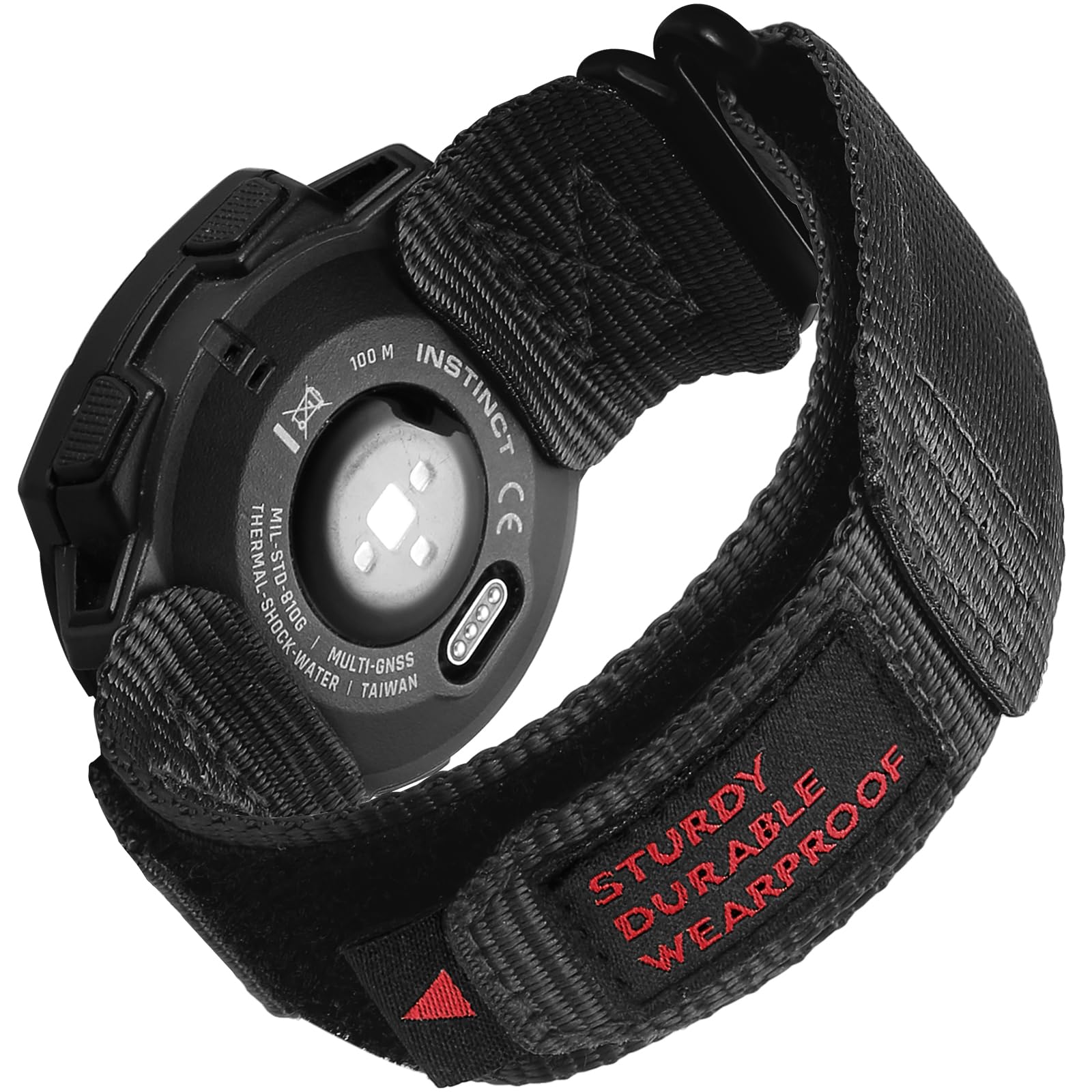 Rugged Watch Strap for Garmin Instinct/Instinct 2 Solar/Instinct3 45mm, Nylon Sports Replacement Strap with Woven Loop Design for Garmin Instinct 2 Tactical/Esports/Tide/Instinct Solar -Black