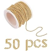 SUNNYCLUE 32Feet Brass Ball Chains Link Spool Bulk Small Necklace Jewelry Making Chains with Ball Chain Connectors for Necklaces Bracelets Pendant Jewelry Making
