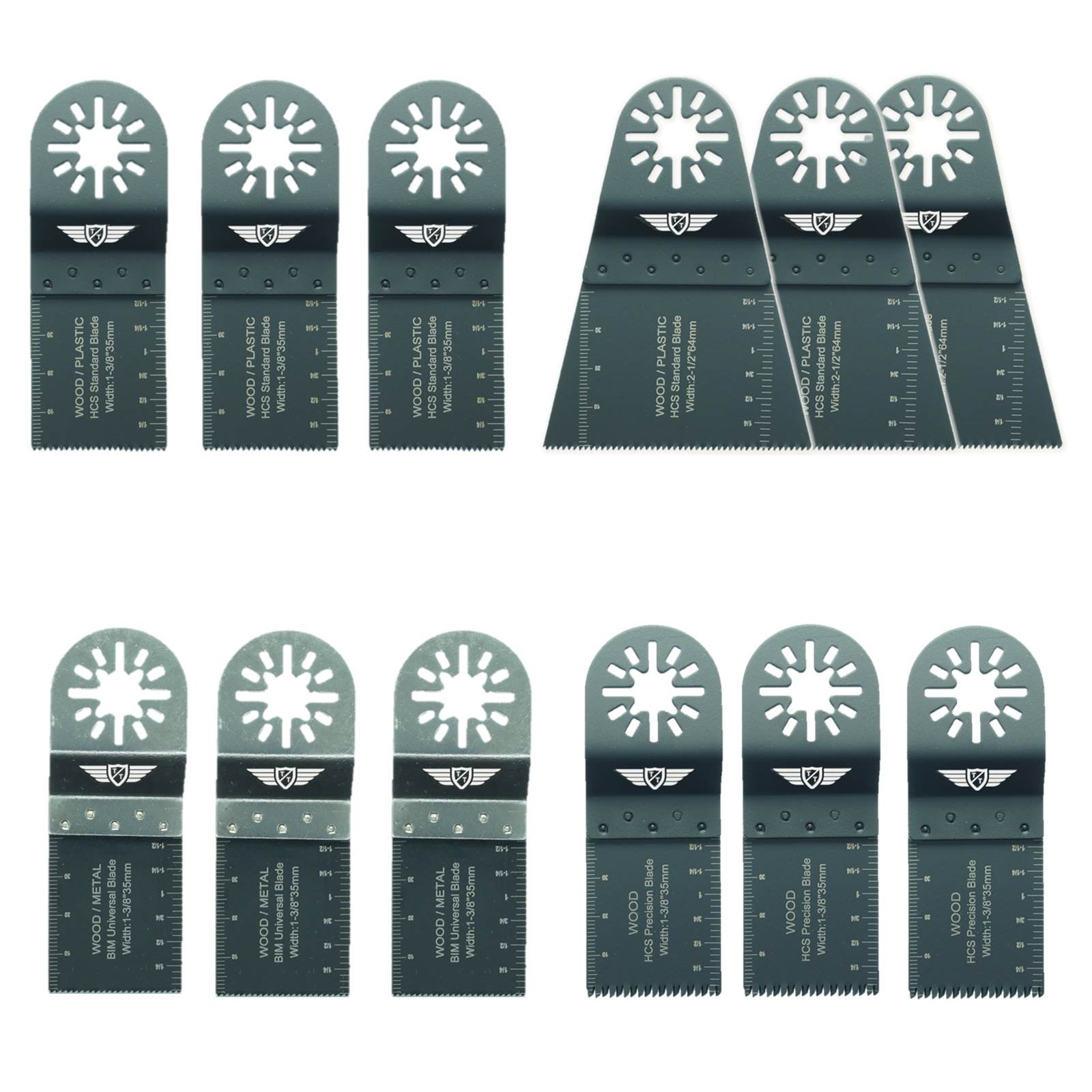 12 x TopsTools UNKA12 Mix Blades Compatible with Bosch Fein (Non-StarLock) Makita Milwaukee Einhell Ergotools Hitachi Parkside Ryobi Worx Workzone Multi tool Accessories