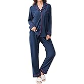 Ekouaer Women's Fleece Pajama Sets Long Sleeve Button Down Two-piece Sleepwear Soft Lounge Set