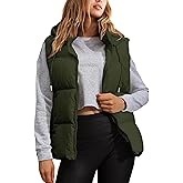 Tanming Black Puffer Vest Women Zip Up Lightweight Sleeveless Winter Outerwear Vests with Hood