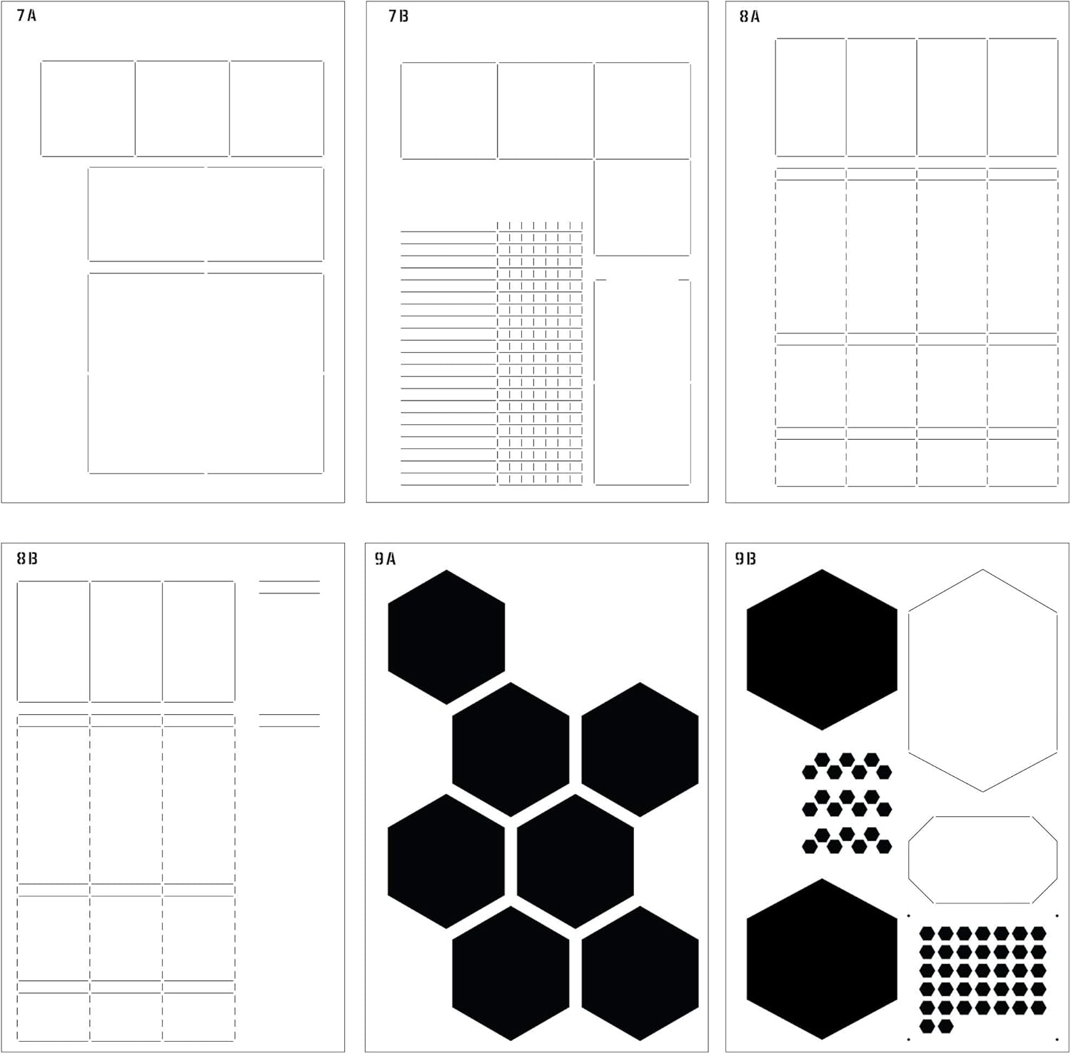 Speedy Spreads Journal Stencils (Weekly Layouts #3) - x6 Stencils for A5 Bullet Dot Grid Journal Notebook, Save Time on Full-Page Layouts, DIY Planner Templates for Productivity by Sunny Streak : Kitchen & Dining