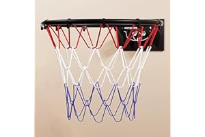 Basketball Hoop Outdoor Wall Mount, Basketball Goal for Teens Adults, Metal Hanging Basketball Rim Goal Hoop Net for All Weat