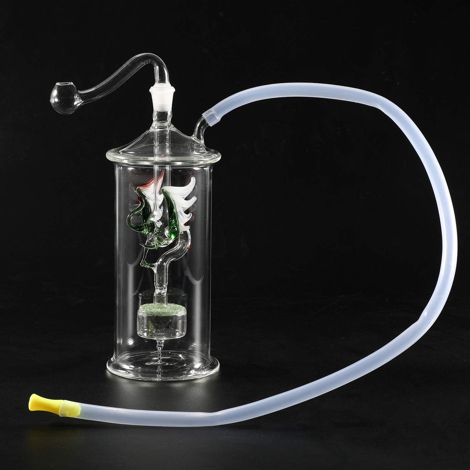 WATCHYOURNAME-8inches Clear Glass Oil Burner Can Fill Water -Unique Crane Design(1pcs) (01)
