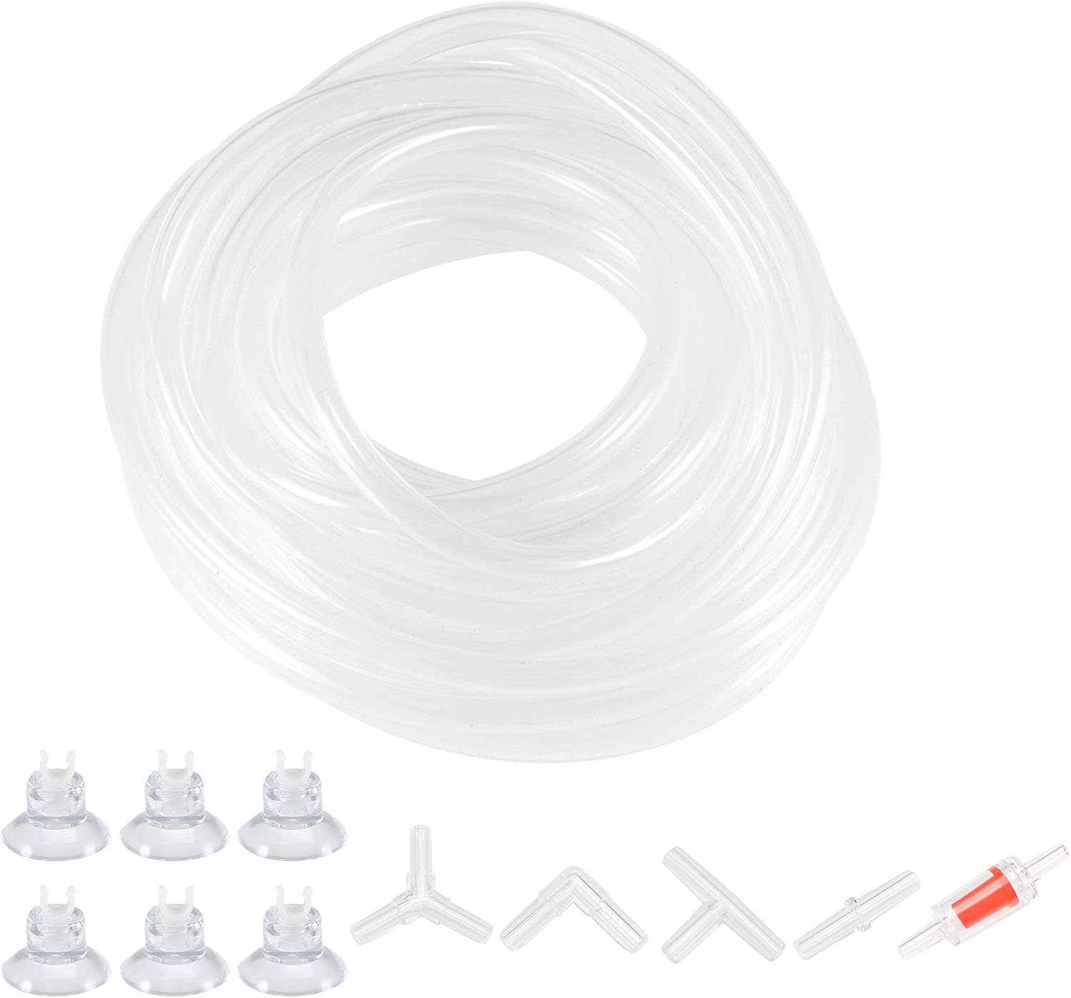 sourcing map Silicone Tubing Kit 4mm ID 6mm(1/4") OD 5m Aquarium Pump Hose Silicone Rubber Tube Clear