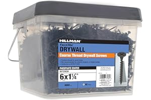 The Hillman Group 967623 6 x 1-1/4-Inch Coarse Thread Drywall Screw Phillips Drive, 8000-Pack