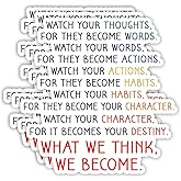 (3Pcs) Watch Your Thought for They Become Words, What We Think We Become Sticker Inspirational Sayings Motivational Vinyl Decals for Tumbler Laptop Water Bottles Books Phone - Size 3x3 Inches