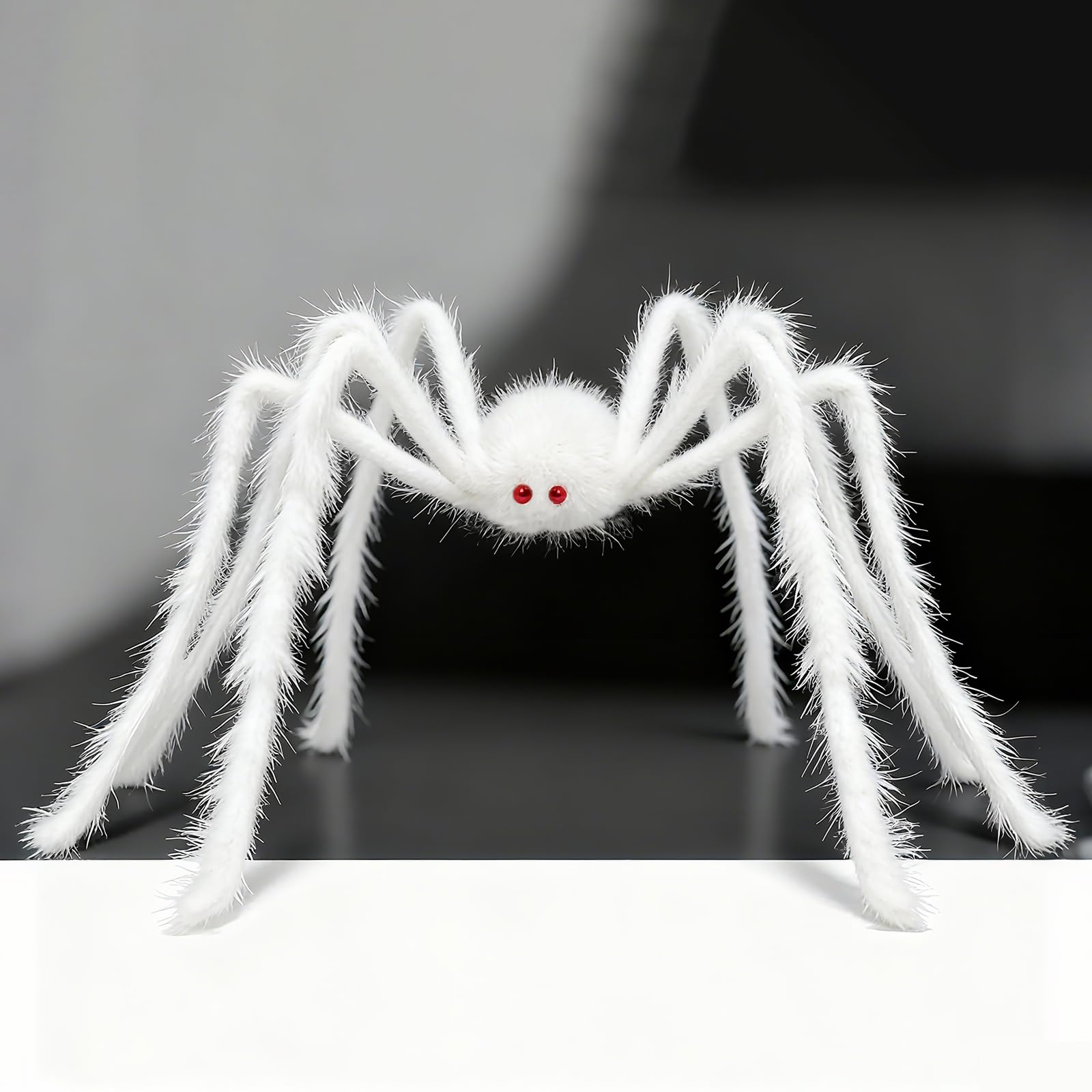 Photo 1 of 4 Ft Halloween Decorations Outdoor Giant White Spider Prop Terrifying Giant Spider Realistic Large Haunted House Prop Furry Spider Decorations