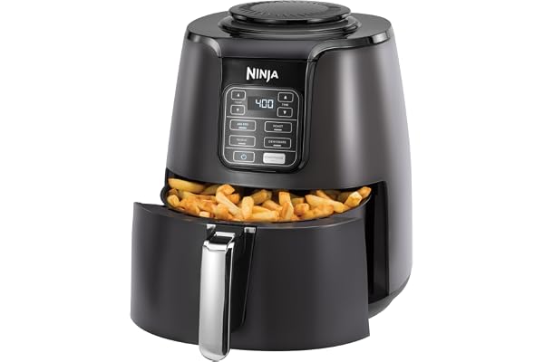 NINJA AF101C, Air Fryer, 3.8L Less Oil Electric Air Frying, Equipped with Crisper Plate + Multi-Layer Rack + Non Stick Basket