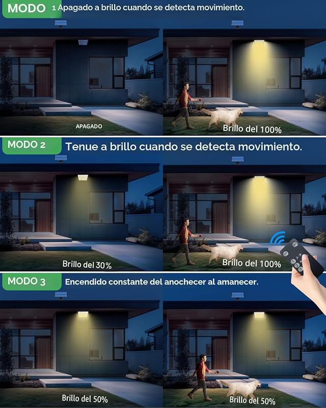 6 Paquete 342LED Luz Solar Exterior Jardin Mando a Distancia