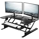 VIVO 91cm Electric Height Adjustable Stand Up Desk Converter, VE Series, Sit to Stand Tabletop Dual Monitor Riser with USB Po