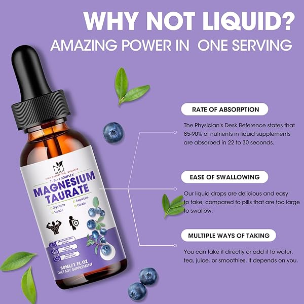2 PACK | LIQUID MAGNESIUM TAURATE, GLYCINATE, MALATE, ASPARTATE, CITRATE CALM MAGNESIUM COMPLEX SUPPLEMENT FOR CARDIOVASCULAR,SLEEP,CALM,CRAMPS SUPPORT