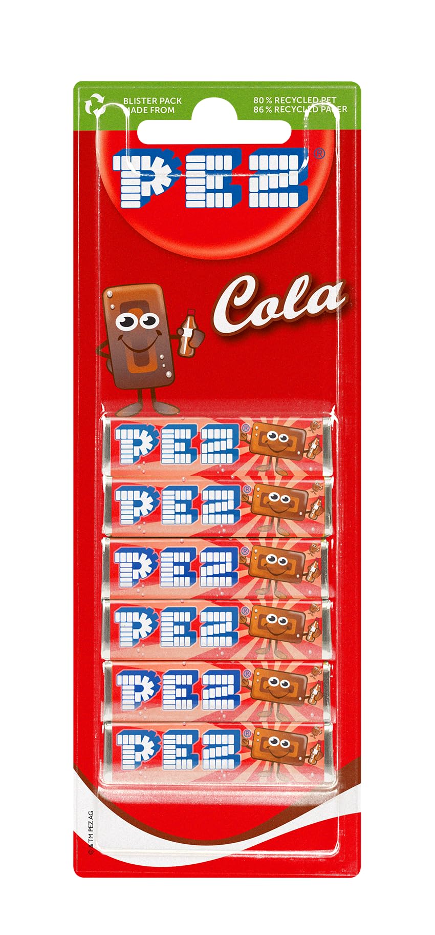 PEZ Refill Pack, Cola Flavour Mix, Retro Vegetarian Gift Sweets, 6 x 17 g (Pack of 18)