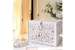OurWarm White Wedding Card Box with Lock, PVC Gift Card Box for Wedding Decorations for Reception, Money Gift Boxes for Party Reception Anniversary Bridal Baby Shower Decorations
