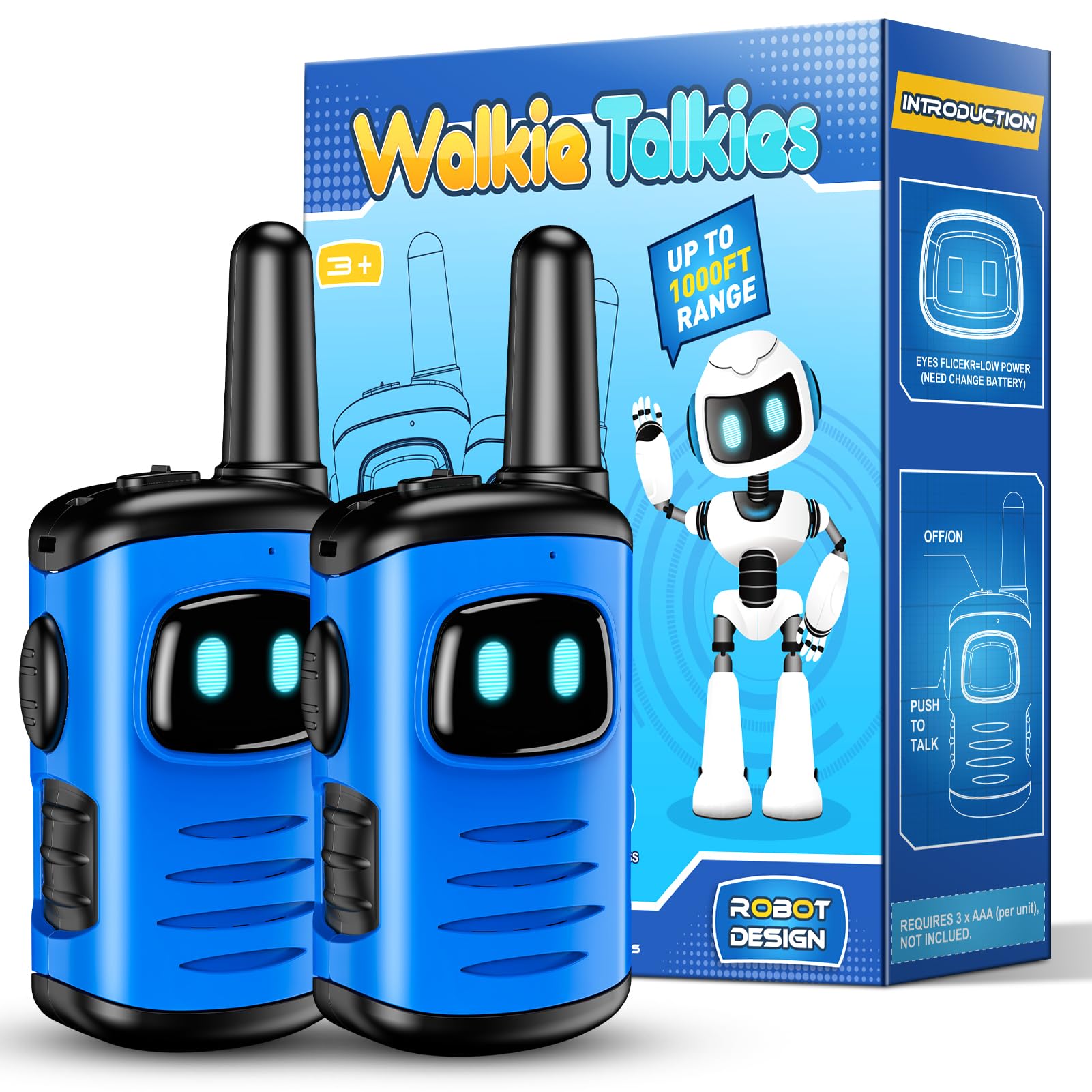 EUTOYZ Walkie Talkie Kids, Toys for 3-8 Year Old Boy Gift for 5 6 7 8 Year Olds Boys Toys Age 4-7 Kids Toy Age 3 4 5 Outdoor Walkie Talkie Sensory Easter Gifts Blue