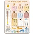 Kitchen Conversion Chart Magnet, 7.95x5.94 inch Measurements Chart Imperial Metric Conversion Chart for Weight Liquid Temperature Measuring Conversion Sign Cute Kitchen Accessory for Cooking Baking